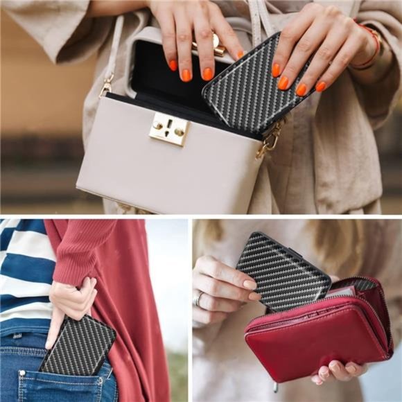 Mini Credit Card Holder, RFID Blocking Slim Hard Card Case ID Case Travel Wallet - Picture 7 of 8